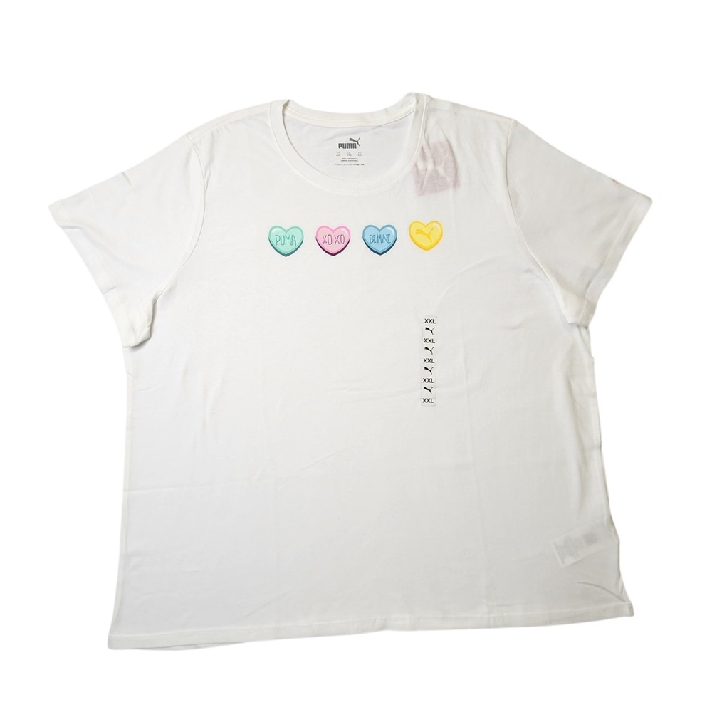 Puma Essentials Women's Graphic Print Logo Short Sleeve White Size XXL